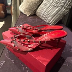 Valentino Red studded mules. Size 41.5 (I'm a 41 and these fit)